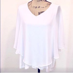 JM Collection blouse white cape style size 1X